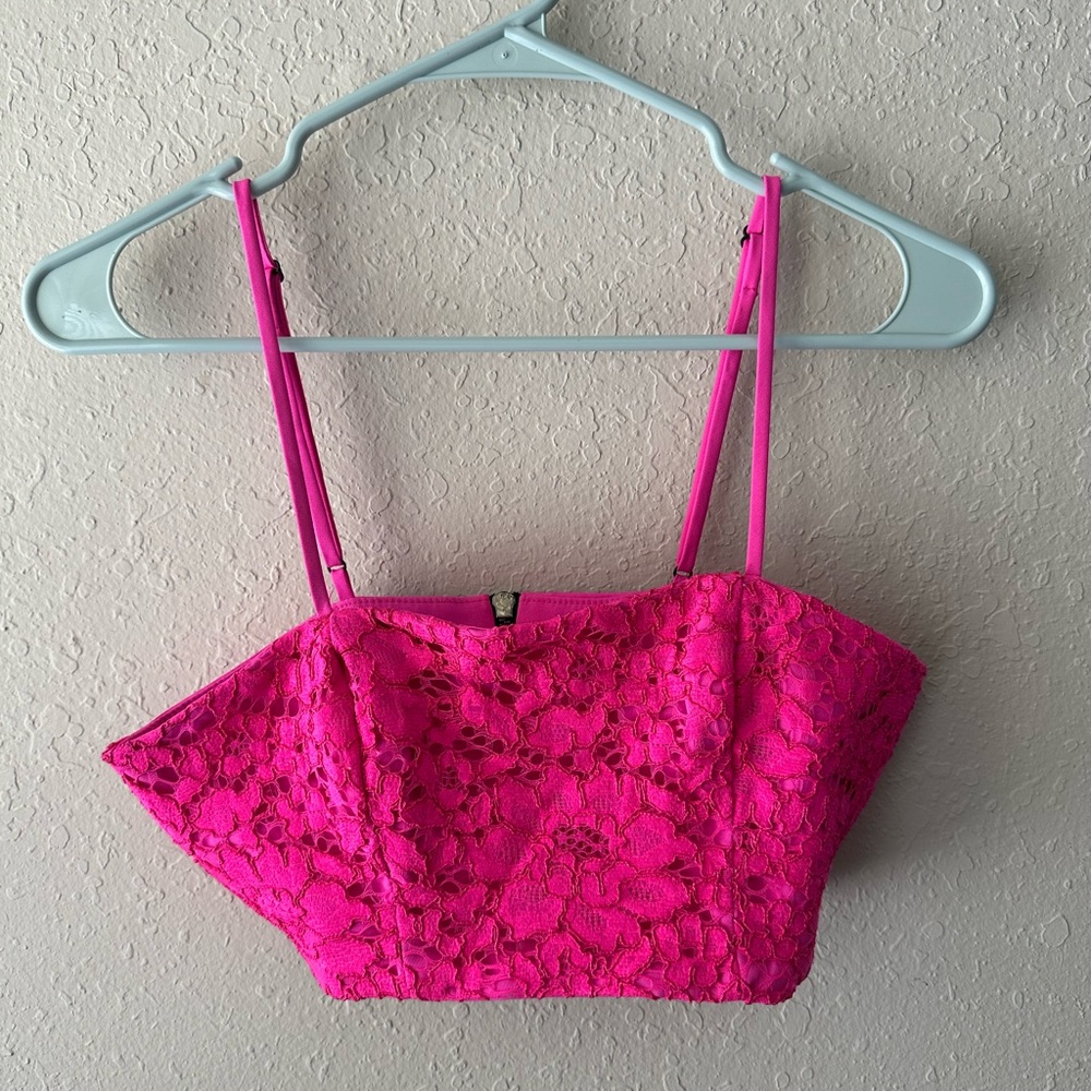 NBD X The Naven Twins Hot Pink Lace Princessa Top S